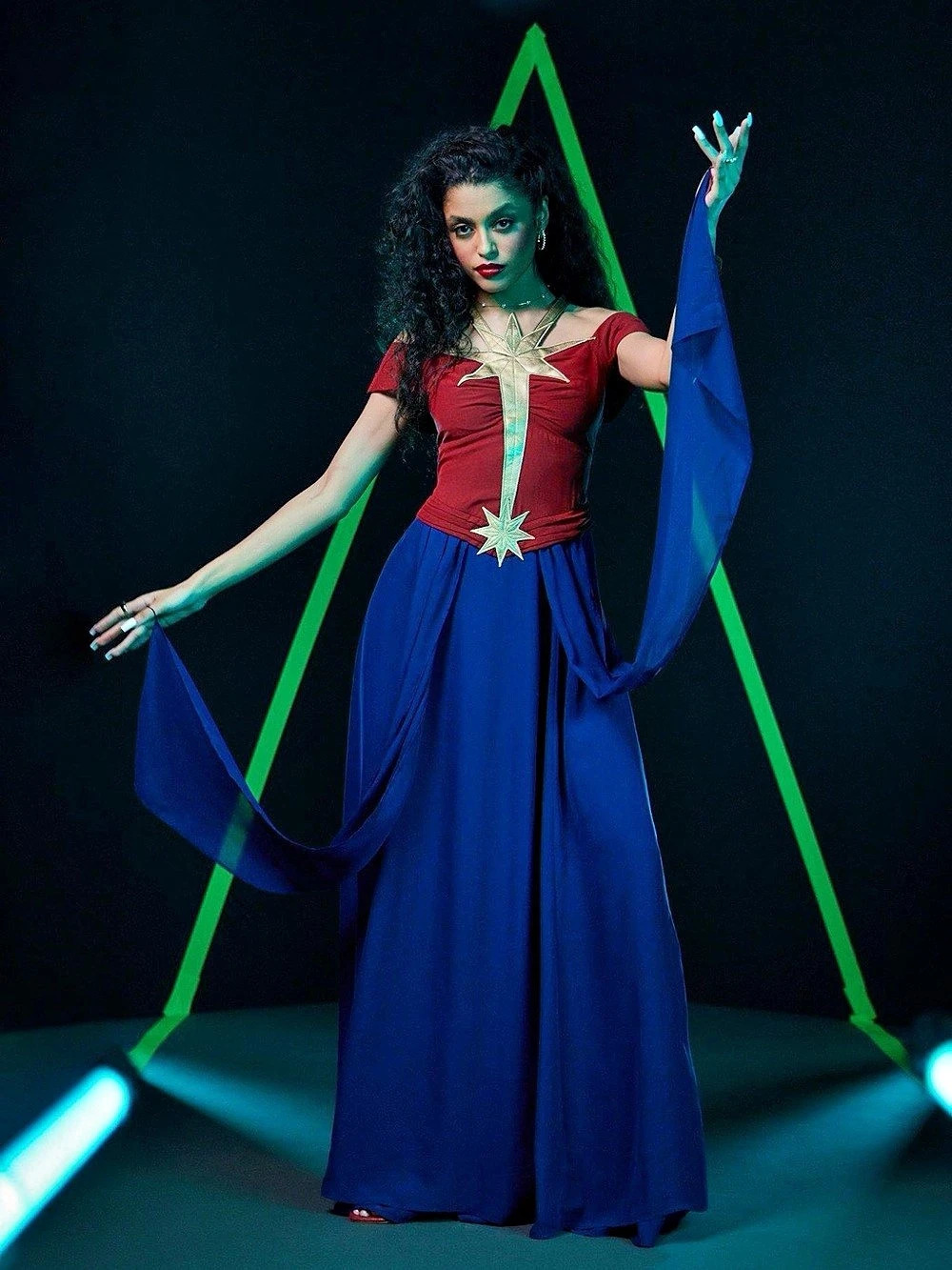 Her Universe Marvel The Marvels Captain Marvel Maxi Dress Blue & Red
